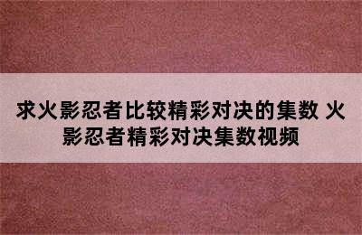 求火影忍者比较精彩对决的集数 火影忍者精彩对决集数视频